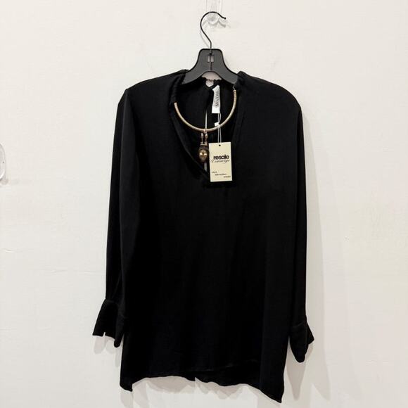 Valentino Garavani Tunic Blouse with Tribal Mask Necklace Black IT 46 / US 14 - Picture 1 of 6